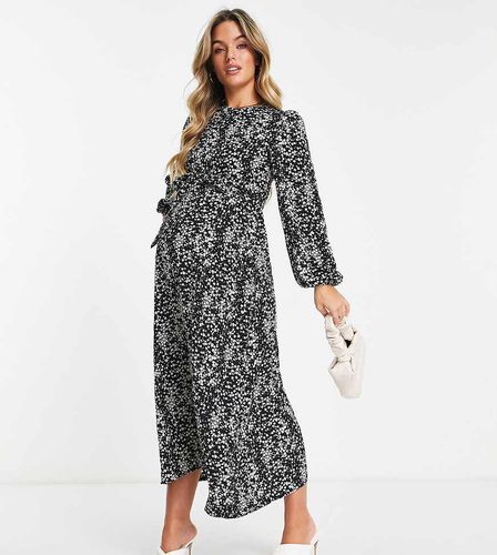 Robe mi-longue ceinturée à manches volumineuses et imprimé fleuri - Missguided Maternity - Modalova