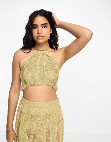 Caraco dos-nu d'ensemble en maille échelle pailletée noué dans le dos - Miss Selfridge - Modalova