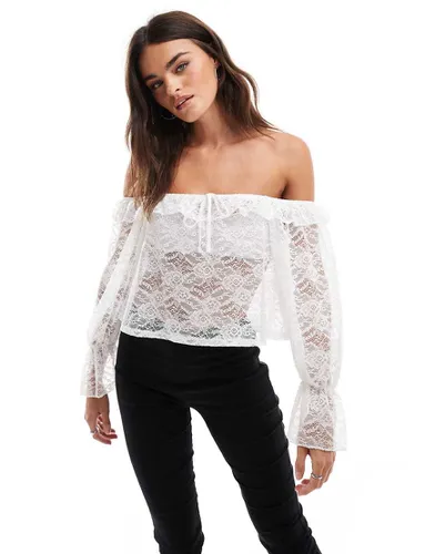 Blouse avec détails en dentelle et volants - Miss Selfridge - Modalova