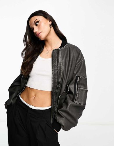 Blouson oversize en similicuir - délavé - Miss Selfridge - Modalova