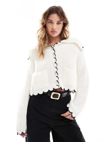 Gilet en point de feston avec col oversize - Miss Selfridge - Modalova