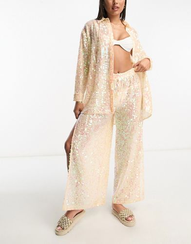 Festival - Chemise d'ensemble oversize en tissu transparent orné de sequins - Miss Selfridge - Modalova