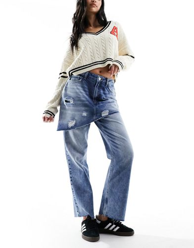 Jean droit avec mini-jupe en jean superposée - Miss Selfridge - Modalova