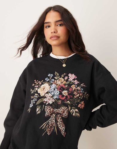 Sweat oversize à imprimé bouquet de fleurs - Miss Selfridge - Modalova