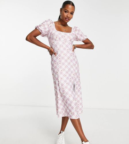 Petite - Robe mi-longue froncée à carreaux vichy - Miss Selfridge - Modalova