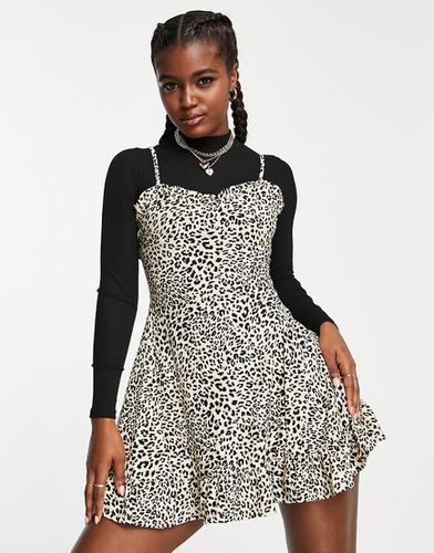 Robe ajustée et évasée 2 en 1 à imprimé animal - Miss Selfridge - Modalova