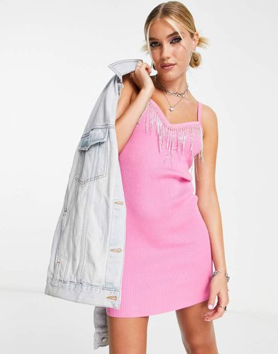 Robe courte en maille avec franges à strass - Miss Selfridge - Modalova