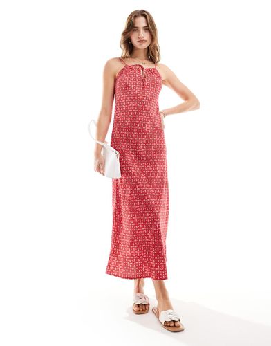 Robe nuisette longue coupée en biais à pois et motif cachemire avec liens devant - Miss Selfridge - Modalova