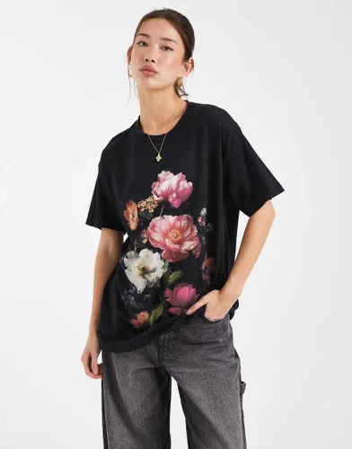 T-shirt oversize  imprim photo de fleurs - Miss Selfridge - Modalova
