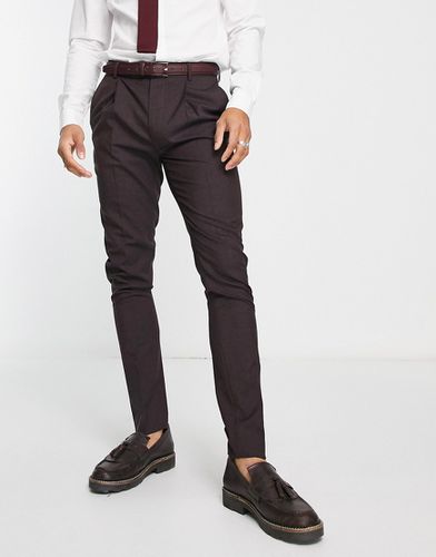 Pantalon de costume ajusté en laine de qualité supérieure - Prune - Noak - Modalova