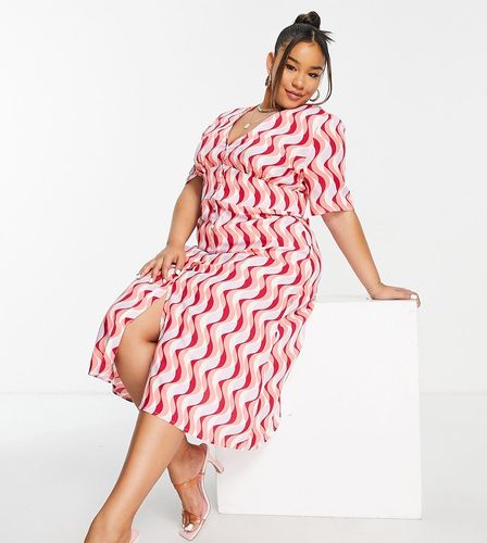 Alexa - Robe à motif vagues - Rose et rouge - Nobody's Child Plus - Modalova