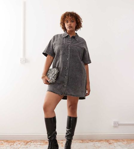 Robe chemise courte en denim - dlav - Noisy May Curve - Modalova