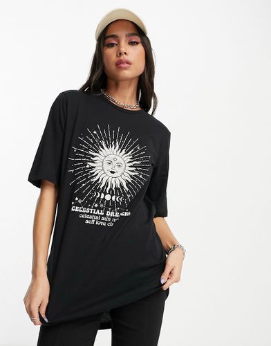 T-shirt long à imprimé - Noir - Noisy May - Modalova
