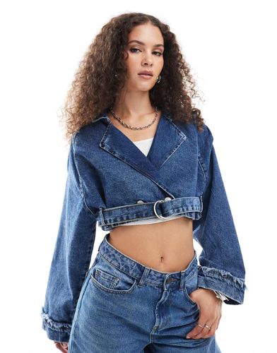 Veste en jean courte avec ceinture - moyen délavé - Noisy May - Modalova