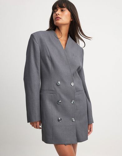 NA-KD - Robe courte droite style blazer - Gris - Nakd - Modalova