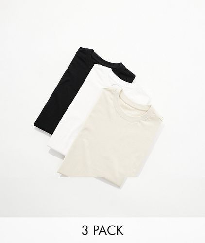 Lot de 3 t-shirts classiques - Noir, blanc & taupe - Native Youth - Modalova
