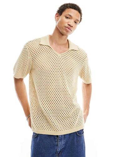 Polo en maille pointelle de coton - Beige - Native Youth - Modalova