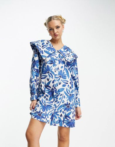 Robe courte en coton avec col oversize et imprimé batik - Native Youth - Modalova