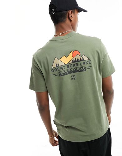 Tahi - T-shirt avec imprimé graphique au dos - Kaki - Napapijri - Modalova
