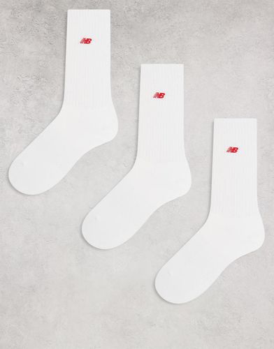 Lot de 3 paires de chaussettes côtelées avec logo rouge - New Balance - Modalova