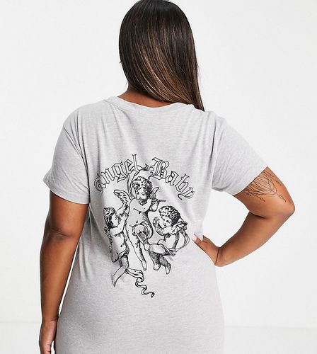New Girl Order Plus - Robe t-shirt avec imprimé chérubins au dos - New Girl Order Curve - Modalova