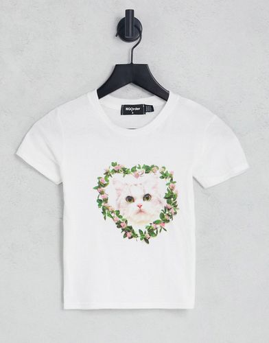 T-shirt court avec imprimé chat graphique - New Girl Order - Modalova
