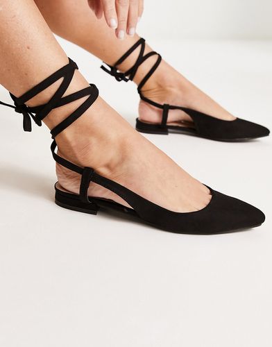 Chaussures plates nouées à la cheville - Noir - New Look - Modalova