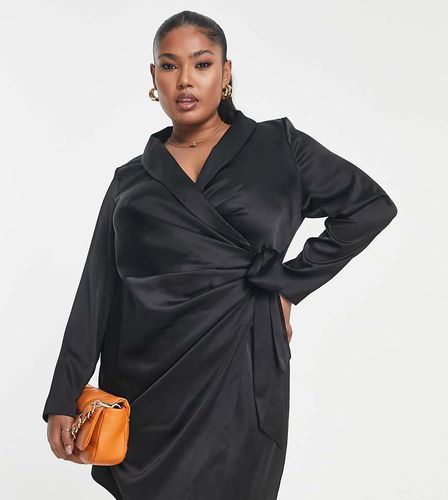 New Look Curve - Robe portefeuille en satin - New Look Plus - Modalova