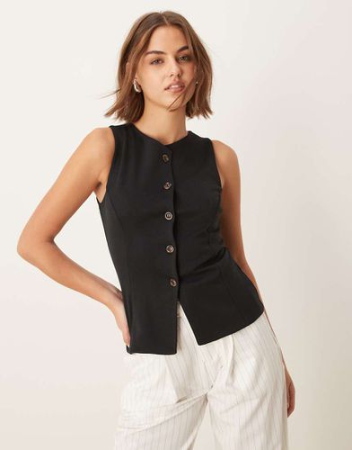 Gilet de tailleur boutonné en jersey à col ras de cou - New Look - Modalova