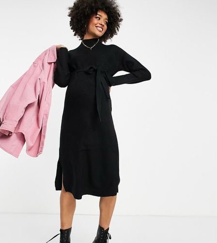 Robe pull mi-longue nouée à la taille avec col roulé - New Look Maternity - Modalova
