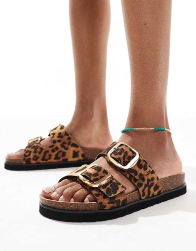 Sandales avec deux brides  boucle et imprim lopard - New Look - Modalova