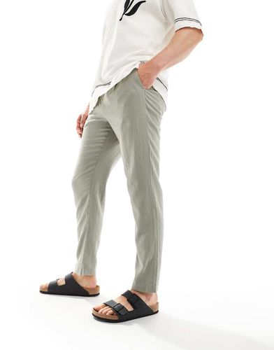 Pantalon en lin mélangé - Kaki - New Look - Modalova