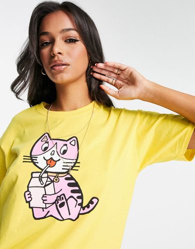 T-shirt oversize à imprimé chat - New Love Club - Modalova