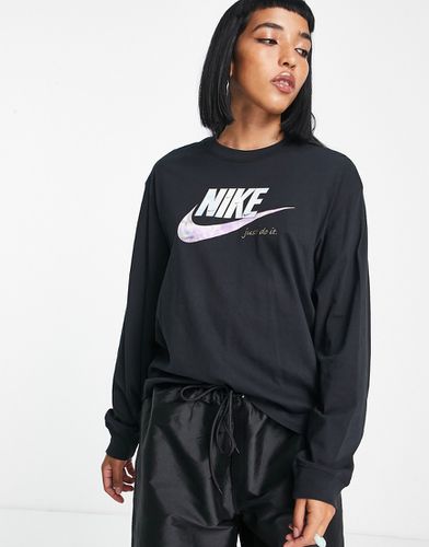 T-shirt à manches longues avec logo graphique scintillant - Nike - Modalova