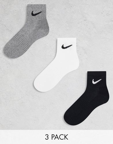 Training - Everyday - Lot de 3 paires de socquettes rembourrées - Blanc, gris et noir - Nike - Modalova