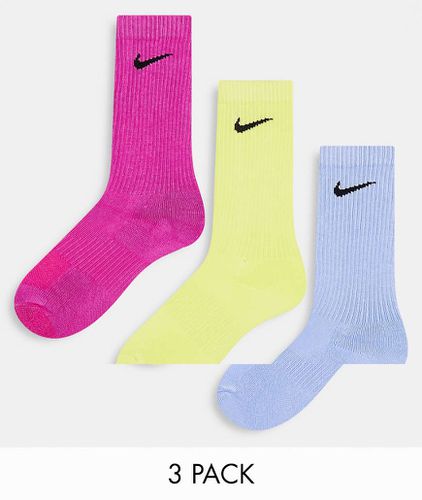 Lot de 3 paires de chaussettes - Bleu et jaune - Nike Training - Modalova