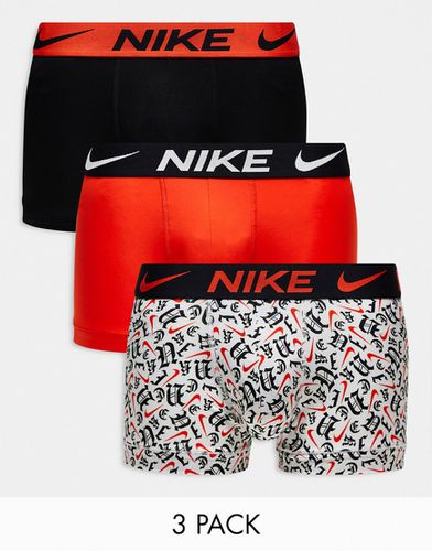 Dri-FIT Essential - Lot de 3 boxers en microfibre - Noir/orange/blanc imprimé - Nike - Modalova