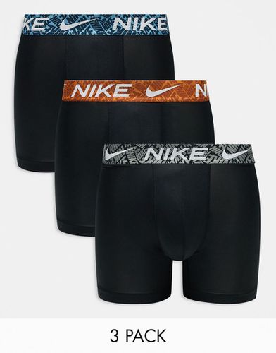 Essential - Lot de 3 boxers en microfibre à taille colorée - Bleu/orange/gris - Nike - Modalova