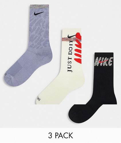 Everyday - Lot de 3 paires de chaussettes matelassées - Lait de coco - Nike - Modalova