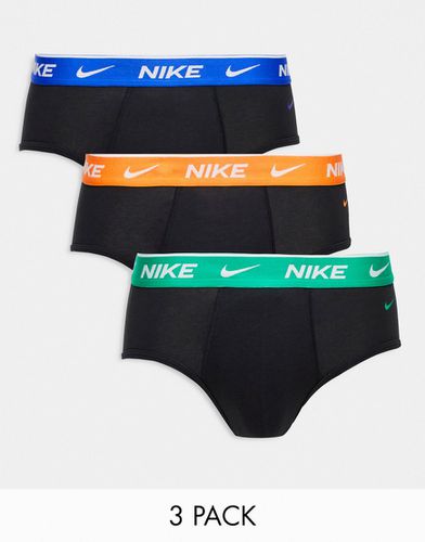 Everyday - Lot de 3 slips en coton stretch à taille bleue/orange/verte - Nike - Modalova
