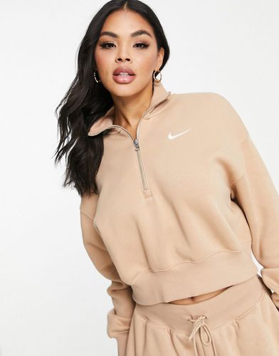 Sweat avec col zippé et petit logo virgule - chanvre - Nike - Modalova