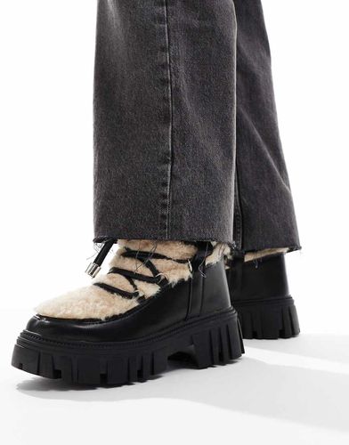 Bottes de neige à lacets et semelle chunky en fausse fourrure - et beige - South Beach - Modalova