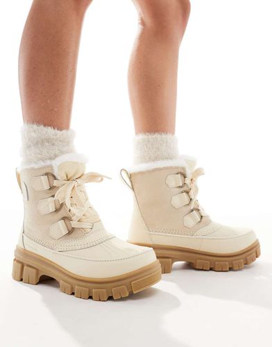 Torino V WP - Bottes de neige imperméables en cuir avec doublure en polaire et fausse fourrure - miel et sel marin - Sorel - Modalova