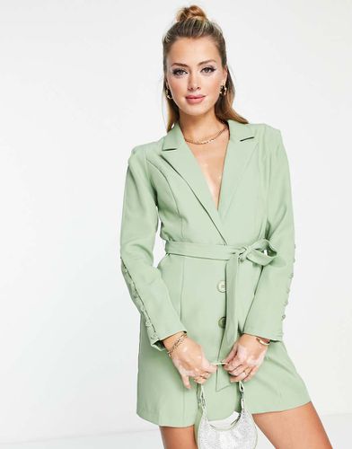 Robe blazer avec ceinture à épaules sculpturales - Olive - Saint Genies - Modalova