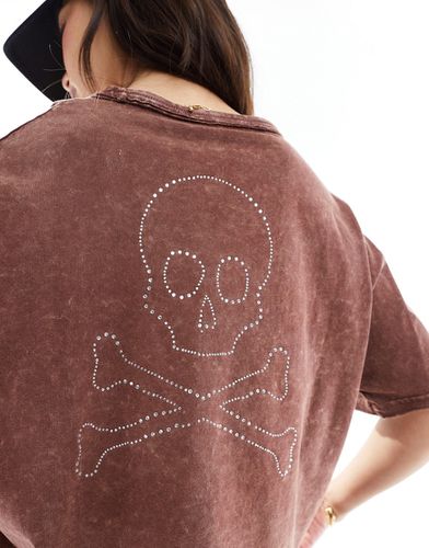 T-shirt avec motif crâne au dos - Marron - Scalpers - Modalova