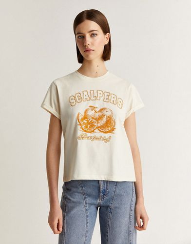 T-shirt en lurex à imprimé fruits - Naturel - Scalpers - Modalova