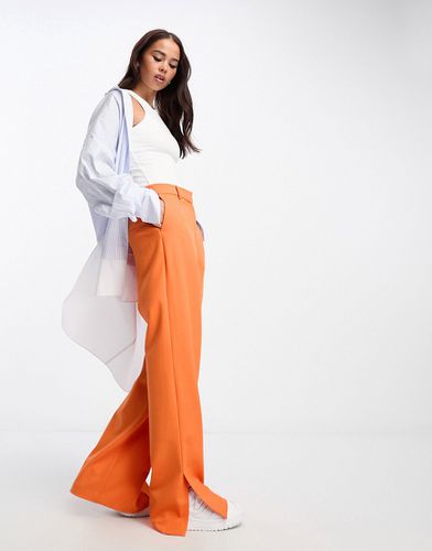 Pantalon taille haute ajusté en sergé texturé - vif - Selected - Modalova