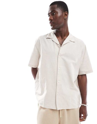 Chemise oversize à col cranté en lin mélangé - Beige - Selected Homme - Modalova