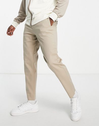 Pantalon habillé fuselé coupe slim en coton mélangé avec taille élastique - Sable - TAN - Selected Homme - Modalova