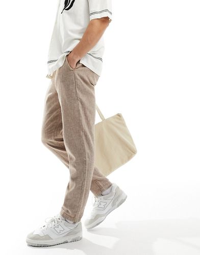 Pantalon slim en lin mélangé fuselé - Beige - Selected Homme - Modalova